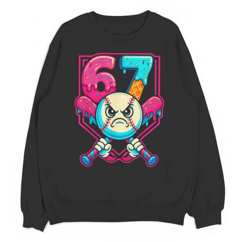 Baseball Ice Cream Drip Number 67 Six Seven Meme 67 Unisex Sweatshirt - Sportilla