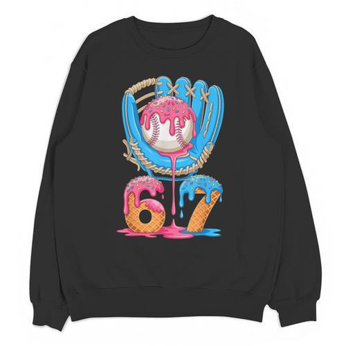 Baseball Ice Cream Drip Six Seven Gen Alpha Slang Meme 67 Unisex Sweatshirt - Sportilla