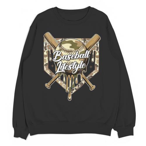 Baseball Life Lifestyle Home Plate Camo Ice Cream Drip Kids Unisex Sweatshirt - Sportilla