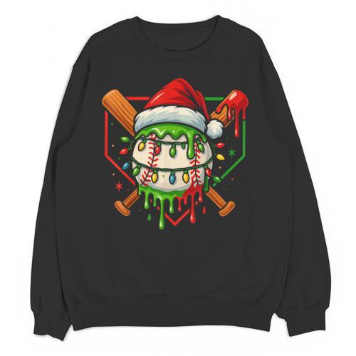 Baseball Lifestyle Apparel Youth Christmas Baseball Drip Unisex Sweatshirt - Sportilla