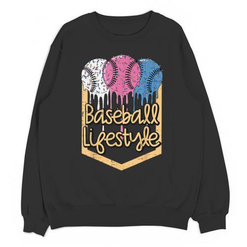 Baseball Lifestyle Ball Sprinkles Drip Boys Kids Men Teen Unisex Sweatshirt - Sportilla