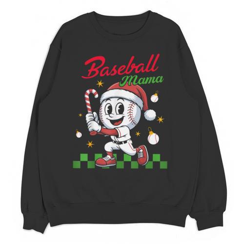 Baseball Mama Christmas Santa Hat Xmas Softball Mom Unisex Sweatshirt - Sportilla