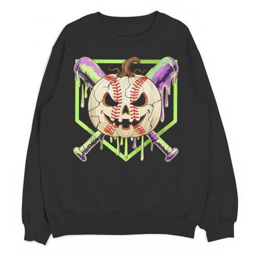 Baseball Pumpkin Halloween Baseball Drip Spooky Halloween Unisex Sweatshirt - Sportilla
