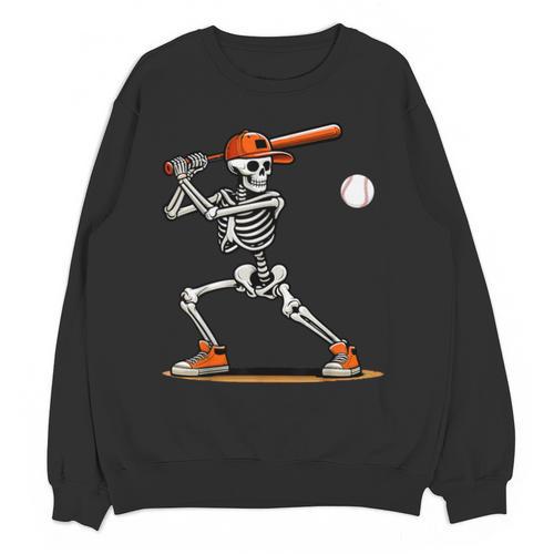 Baseball Skeleton Spooky Boys Halloween Baseball Player Unisex Sweatshirt - Sportilla