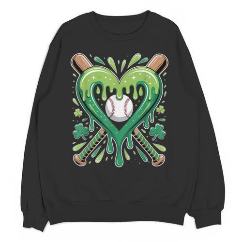 Baseball St Patricks Day Boys Girls Men Women Shamrock Green Unisex Sweatshirt - Sportilla