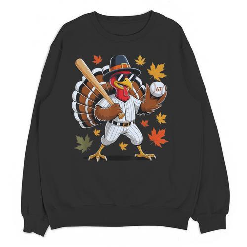 Baseball Turkey 67 Meme Thanksgiving For Boys Toddlers Kid Unisex Sweatshirt - Sportilla