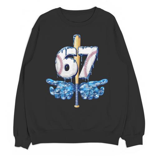 Blue Camo Baseball 67 Six Seven Camo Ice Cream Drip Boy Teen Unisex Sweatshirt - Sportilla