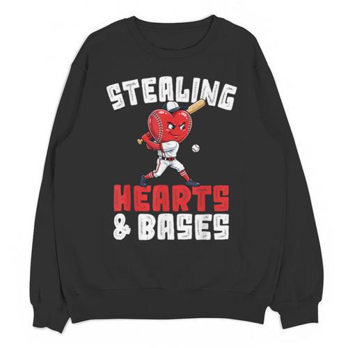 Boys Baseball Valentines Shirt Sterling Hearts Baseball Unisex Sweatshirt - Sportilla