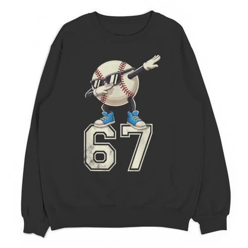 Boys Kids 67 Six Seven Sunglasses Dabbing Baseball Lover Unisex Sweatshirt - Sportilla