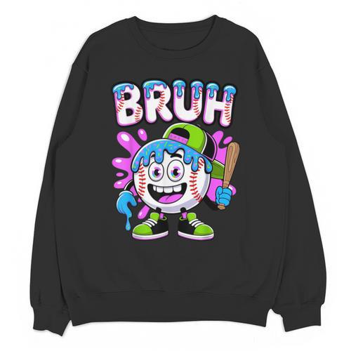 Bruh Baseball Drip Boys Youth Ice Cream Dripping Baseball Unisex Sweatshirt - Sportilla