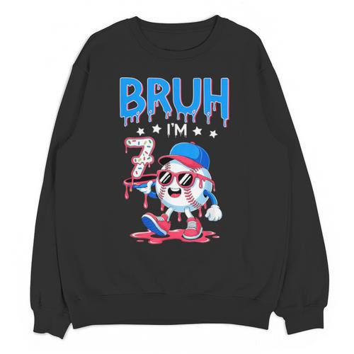 Bruh I'm 7 Baseball Ice Cream Drip It's My 7th Birthday Unisex Sweatshirt - Sportilla
