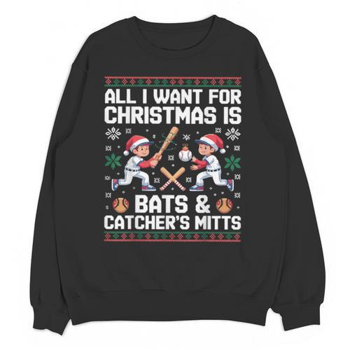 Christmas Baseball Bats Catcher Mitts Holiday Tee Unisex Sweatshirt - Sportilla