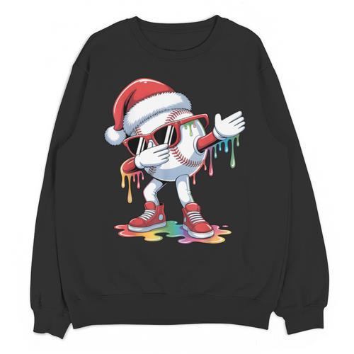 Christmas Baseball Ice Cream Dripping Santa Baseball Drip Unisex Sweatshirt - Sportilla