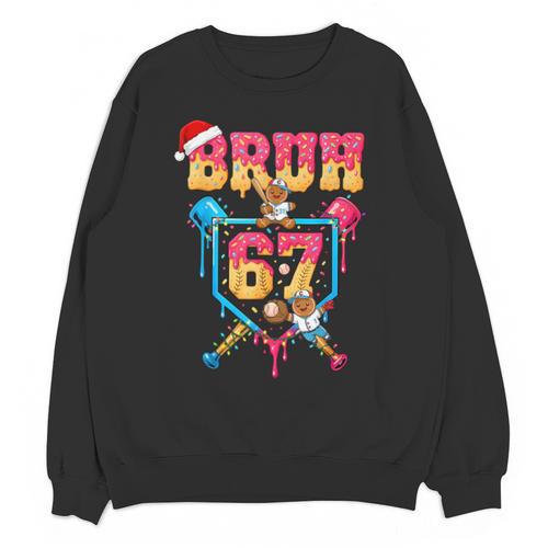 Christmas Gingerbread Bruh 67 Baseball Ice Cream Drip Kids Unisex Sweatshirt - Sportilla