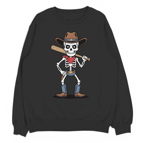 Cowboy Skeleton Baseball Halloween Graphic Unisex Sweatshirt - Sportilla