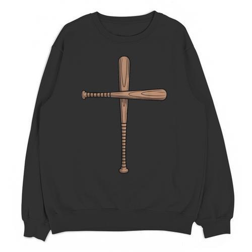 Cross Baseball Bats Christian Faith Sports Coach Pitcher Unisex Sweatshirt - Sportilla