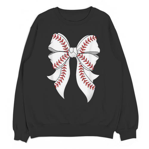 Cute Baseball Coquette Bow For Women Girls Baseball Mama Mom Unisex Sweatshirt - Sportilla
