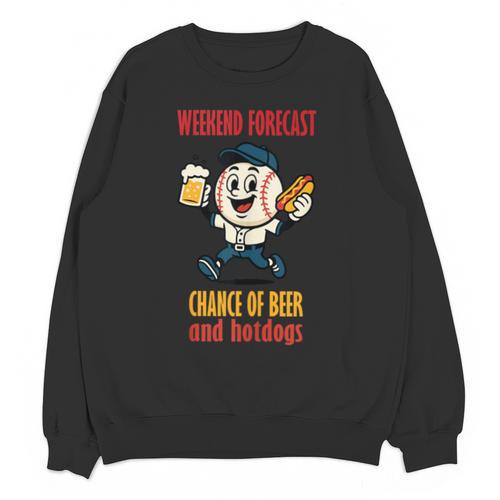 Cute Baseball Fan Weekend Forecast Change Of Beer And Hotdog Unisex Sweatshirt - Sportilla
