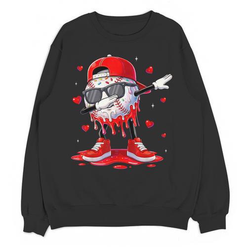 Dabbing Baseball Drip Ice Cream Youth Boy Valentines Day Unisex Sweatshirt - Sportilla