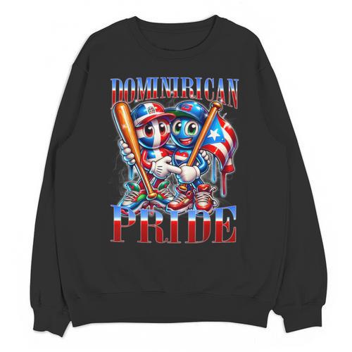 Dominican Puerto Rican Pride Baseball Flag Unity Unisex Sweatshirt - Sportilla
