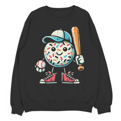 Donut Baseball Hat Ball Bat Cute Sport Toddler Boys Kids Men Unisex Sweatshirt - Sportilla