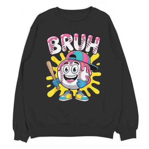 Drip Baseball Boy Youth Kid Ice Cream Dripping Baseball Bruh Unisex Sweatshirt - Sportilla