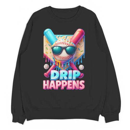 Drip Happens Baseball Ice Cream Bat And Ball With Sunglasses Unisex Sweatshirt - Sportilla