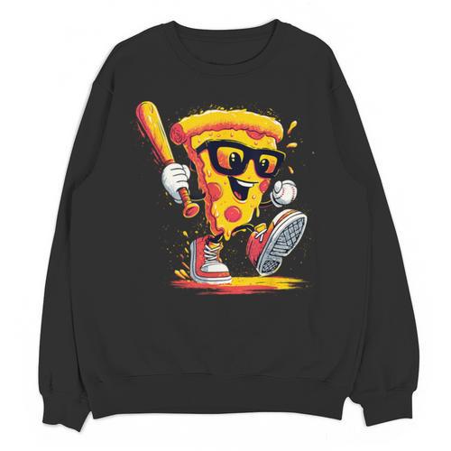 Drippy Pizza Baseball Slice Cartoon Sports Food Unisex Sweatshirt - Sportilla