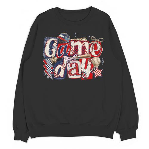 Game Day Baseball Leopard Coquette Bow Mama Mom Sister Unisex Sweatshirt - Sportilla
