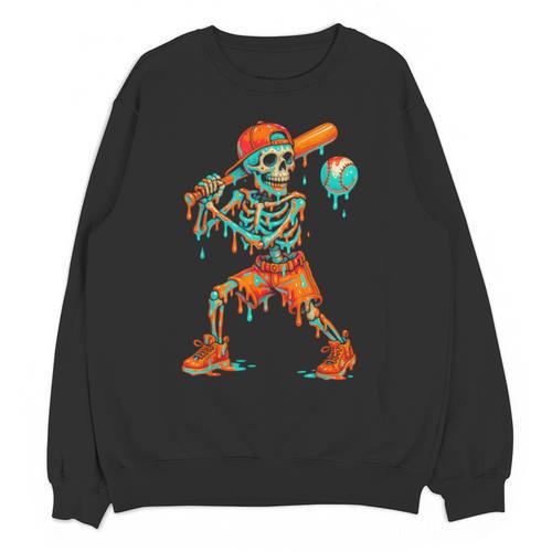 Halloween Baseball Skeleton Ice Cream Drip Baseball Boys Kid Unisex Sweatshirt - Sportilla