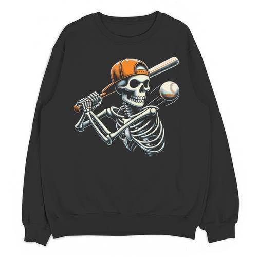 Halloween Boys Batting Skeleton Baseball Unisex Sweatshirt - Sportilla