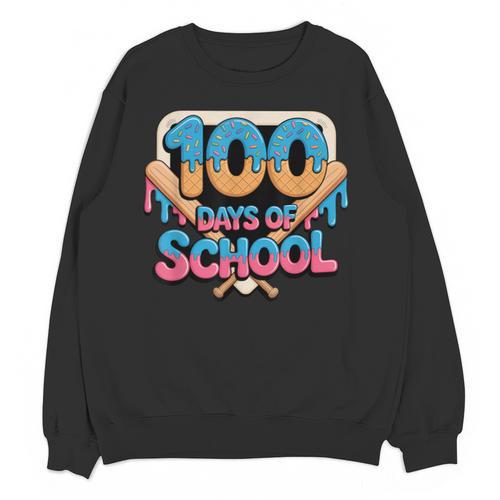 Happy 100 Days Of School Baseball Drip For Kids Teachers Unisex Sweatshirt - Sportilla
