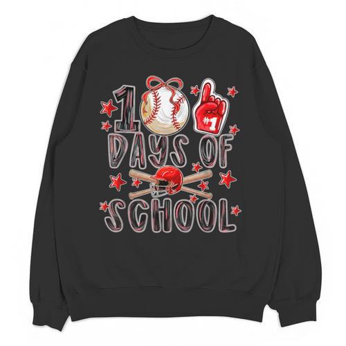 Happy 100 Days Of School Baseball Girls Coquette Bow Teacher Unisex Sweatshirt - Sportilla
