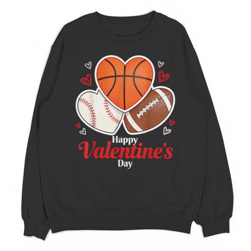 Happy Valentine’s Basketball Football Valentine Baseball Unisex Sweatshirt - Sportilla
