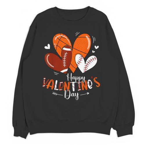 Happy Valentines Day Basketball Baseball Football Boys Unisex Sweatshirt - Sportilla