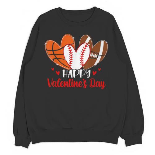 Happy Valentines Day Shirt Boys Basketball Baseball Football Unisex Sweatshirt - Sportilla
