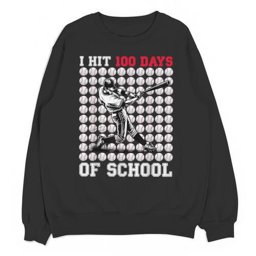 I Hit 100 Days Of School Baseball 100th Day Boys Kids Unisex Sweatshirt - Sportilla