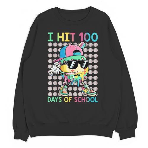 I Hit 100 Days Of School Baseball Drip 100th Day Of School Unisex Sweatshirt - Sportilla