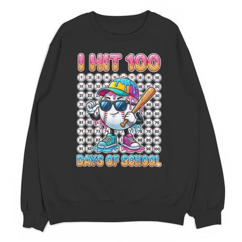 I Hit 100 Days Of School Baseball Ice Cram Drip 100th Boys Unisex Sweatshirt - Sportilla