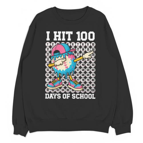 I Hit 100 Days Of School Baseball Ice Cream Drip Boys Girls Unisex Sweatshirt - Sportilla