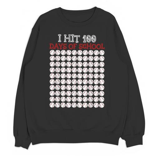 I Hit 100 Days Of School Baseball Lover Teacher Student Unisex Sweatshirt - Sportilla