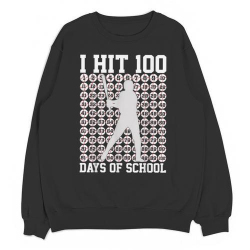 I Hit 100 Days Of School Boys Kids 100th Day Balls Baseball Unisex Sweatshirt - Sportilla