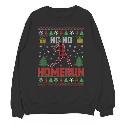 Ho Ho Homerun Xmas Sports Player Baseball Ugly Christmas Unisex Sweatshirt - Sportilla