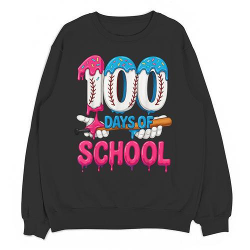 HUGvyn 100 Days Of School Baseball Ice Cream Teacher Student Unisex Sweatshirt - Sportilla