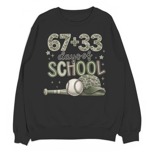 HUGvyn 6733 Days Of School Baseball 100 Days Camo Cap Boys Unisex Sweatshirt - Sportilla