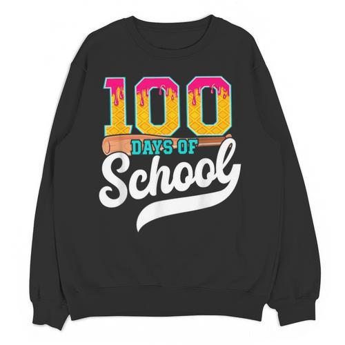 Ice Cream Drip 100 Days Of School Baseball Boys 100th Day Unisex Sweatshirt - Sportilla