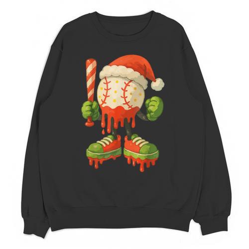 Ice Cream Drip Baseball Christmas Baseball Drip Candy Cane Unisex Sweatshirt - Sportilla