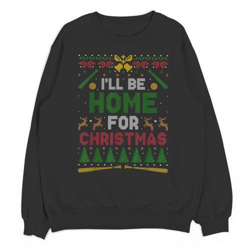 I’Ll Be Home For Christmas Baseball Ugly Sweater Unisex Sweatshirt - Sportilla