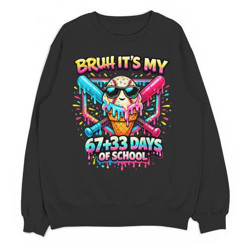 It's My 6733 Days Of School Baseball Ice Cream Dripping Unisex Sweatshirt - Sportilla