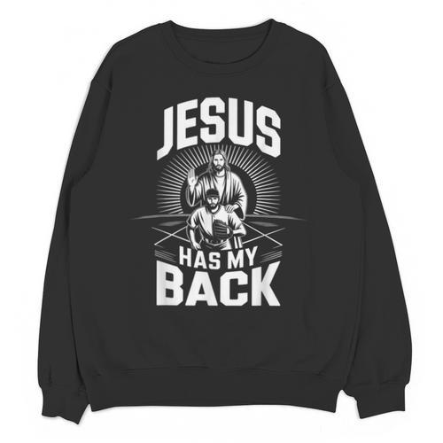 Jesus Has My Back Baseball Faith Motivation Tee Christian Unisex Sweatshirt - Sportilla